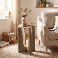 Round Side Table, Rustic End