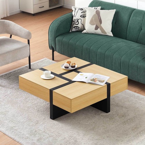 Square coffee table drawers - coffee,